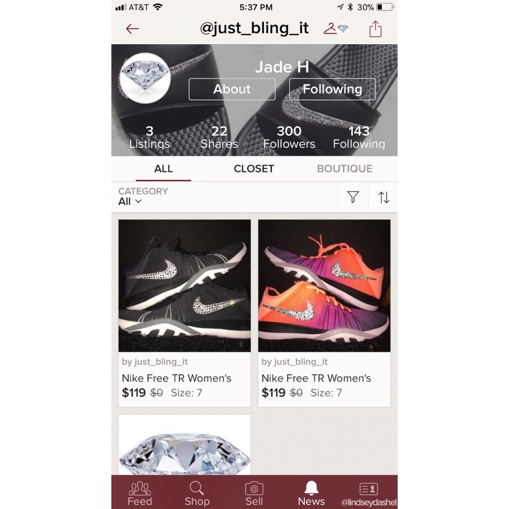 FOLLOW FOR CUSTOM SWAROVSKI CRYSTAL NIKES 😍💕✨💎